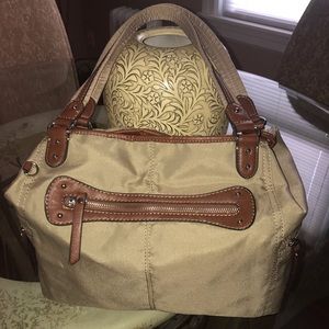 Franco Sarto Canvas Tote/Satchel Bag Fair Cond.